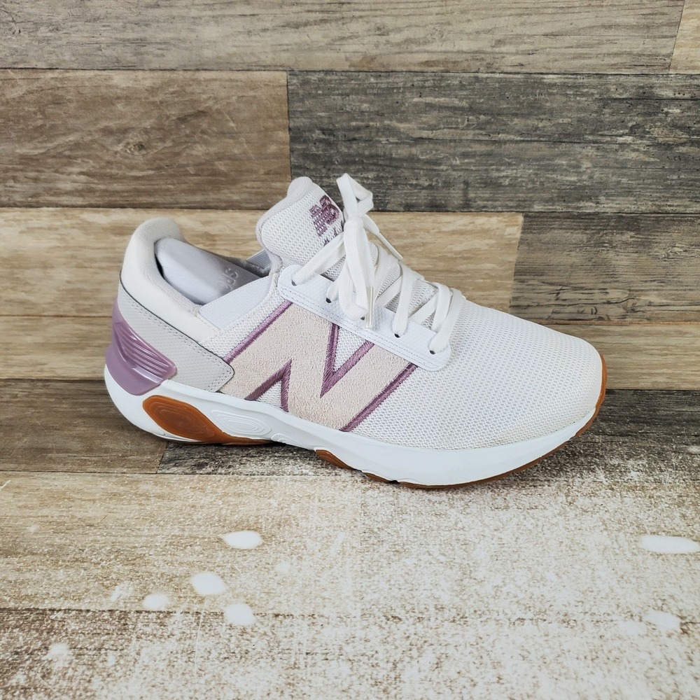 New Balance White and Light Purple Athletic Sneakers